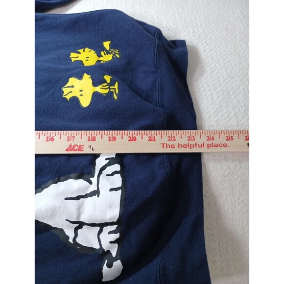 Peanuts Snoopy Woodstock Hoodie XS Navy Be Happy Graphic Pullover Freeze 2024 - Picture 13 of 13